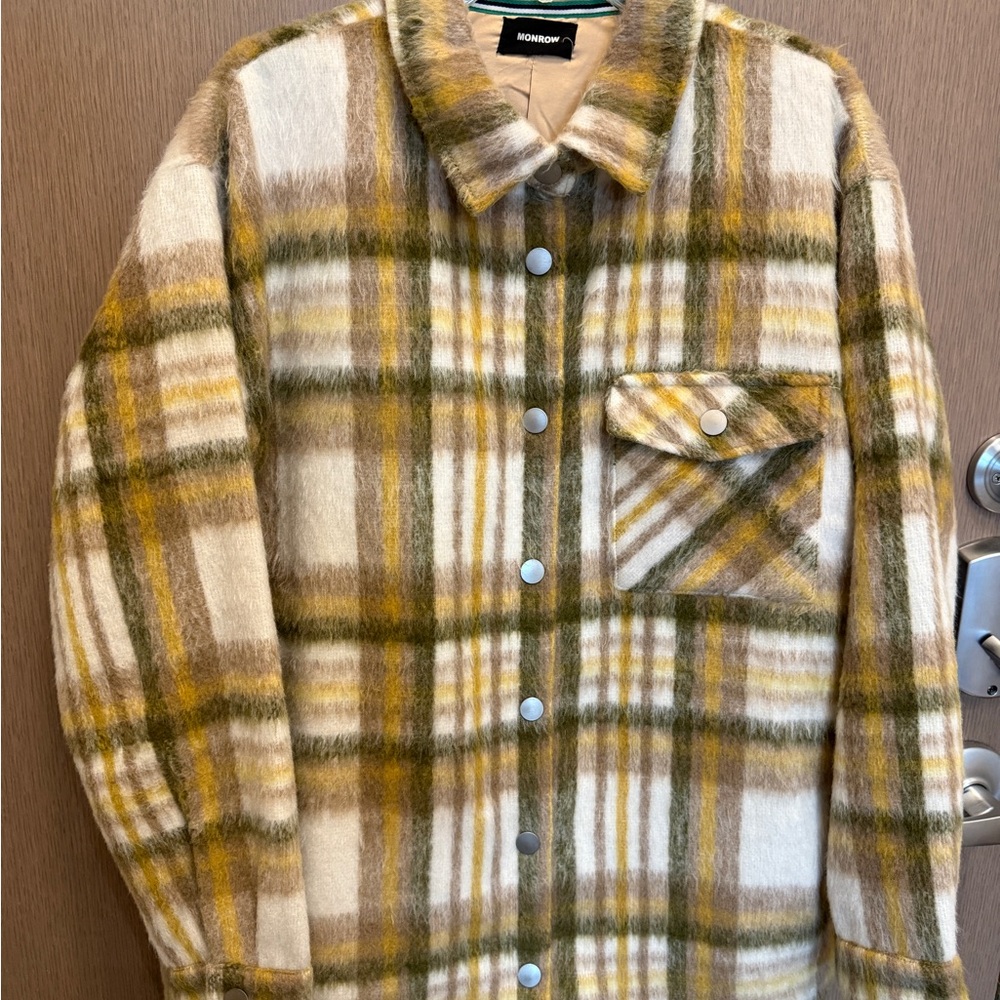 Monrow Plaid Fuzzy Shacket